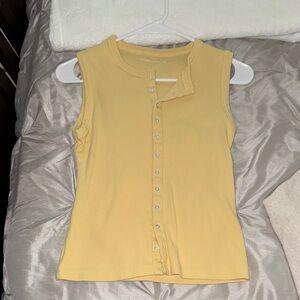 Abercrombie & Fitch Yellow Button-Up Tank Top
